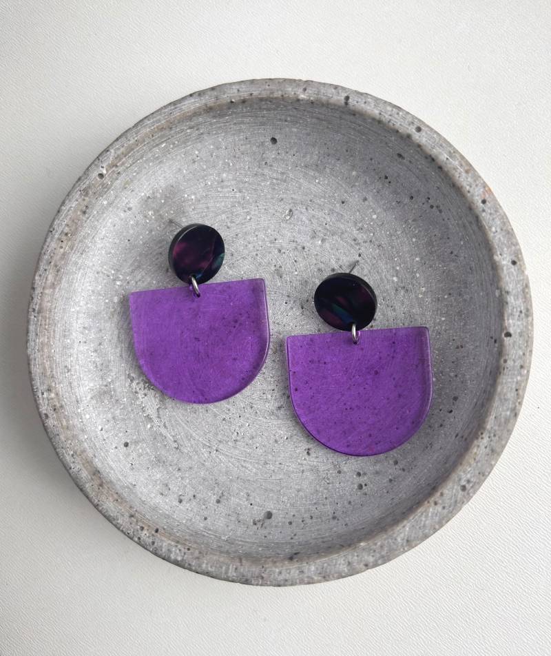 Lila Statement Ohrringe Aus Acetat/Große Bunte Party Ohrstecker Geschenk Für Freundin von birdsofparadiseDE