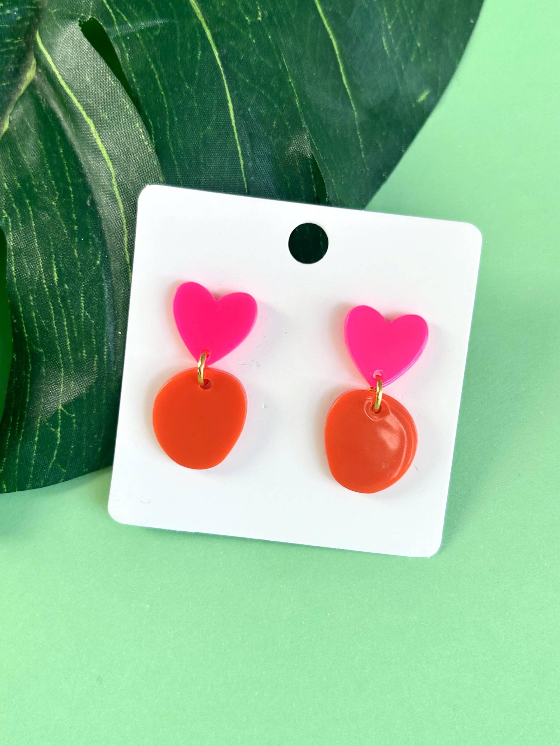 Neon Ohrringe in Pink Und Orange/Pinke Acryl Ohrstecker Auffällige Hängeohrringe Statement Kunststoff Geschenk Neon Ohrringe in Pink Und Orange/Pinke Acryl Ohrstecker Auffällige Hängeohrringe Statement Kunststoff Geschenk von birdsofparadiseDE