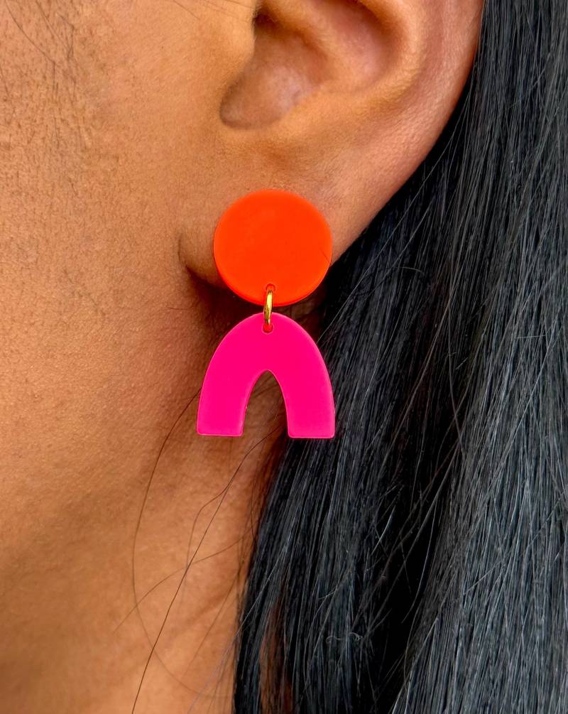 Neon Ohrringe in Pink Und Orange/Pinke Acryl Ohrstecker Auffällige Hängeohrringe Statement Kunststoff Geschenk Neon Ohrringe in Pink Und Orange/Pinke Acryl Ohrstecker Auffällige Hängeohrringe Statement Kunststoff Geschenk von birdsofparadiseDE
