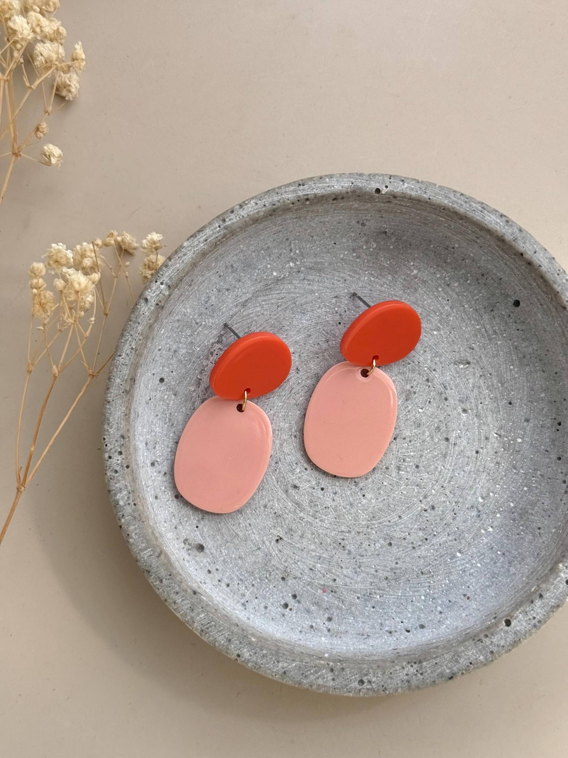 Rosa Orange Color Block Ohrringe Aus Acryl/Orange Ohrstecker Herbst Statement Geschenk Freundin Rosa Orange Color Block Ohrringe Aus Acryl/Orange Ohrstecker Herbst Statement Geschenk Freundin von birdsofparadiseDE