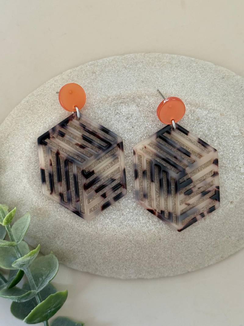Schildpatt Statement Ohrringe Aus Acetat/Orange Ohrstecker Acryl Große Bunte Geschenk Freundin Schildpatt Statement Ohrringe Aus Acetat/Orange Ohrstecker Acryl Große Bunte Geschenk Freundin von birdsofparadiseDE