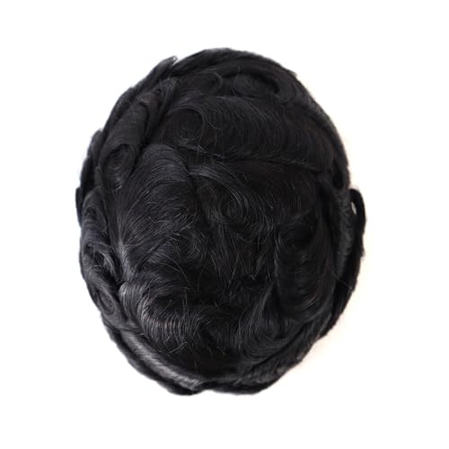 birene Haarersatzsystem für Männer 130% dichte V Männer Toupet männer Kapillare Prothese Haar Langlebig Verknotet Natürliche Menschliches Haar Perücke Herrentoupet(7x9) von birene