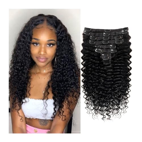 Haarverlängerungen Lockige Clip-In-Verlängerung, Echthaar, Nr. 1b, verworrene, lockige Clip-Ins, voller Kopf, for schwarze Frauen, brasilianisches Remy-Echthaar, natürliche Farbe, 8 Stück mit 18 Clips Haarverlängerungen Lockige Clip-In-Verlängerung, Echthaar, Nr. 1b, verworrene, lockige Clip-Ins, voller Kopf, for schwarze Frauen, brasilianisches Remy-Echthaar, natürliche Farbe, 8 Stück mit 18 Clips von birene
