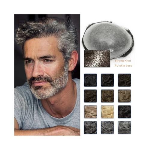 Herren Toupet 0,1-0,12mm Haar Männer Toupet Remy Echthaar Männer Perücke Ersatz Systeme Haarteil Kapillare Prothese Männliche Perücke Perücken(Dark Ash Blonde,6x8) von birene