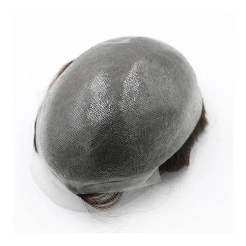 Herren Toupet 100% Echthaar System Männliche Haarprothese Haaransatz Dünne Haut Pu Toupet Männer Perücken for Männliche Einheit Kapillare Prothese Perücken(Off Black) von birene
