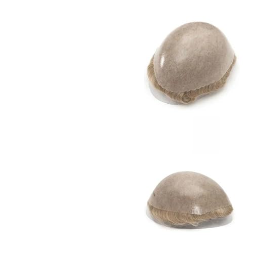 Herren Toupet 130% Dichte, langlebige Knoten, Echthaar-Perücke, Toupet for Männer, 0,1–0,12 mm, männliche Haarperücke, Herren-Kapillarprothesen-Haarsystem Perücken(Sliver White,8x10) von birene