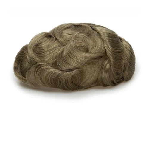 Herren Toupet Basis Langlebige Bleach Einzelknoten Männer Perücke Echthaar Haaransatz Toupet Prothese Spitze & Pu Männliche Perücke Haar System Einheit Perücken(Light Aah Blode,6x8) von birene