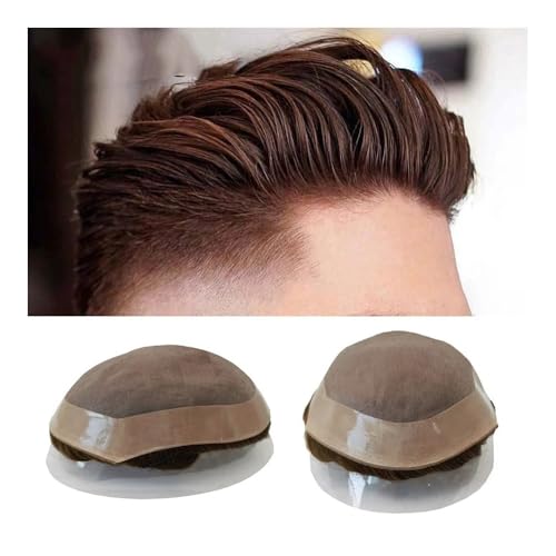 Herren Toupet Menschliches Haar Toupet Männer Perücke Langlebig Feine Mono Spitze Männlichen Haar Prothese Perücke Toupet Männer Haar Ersatz System for Männer Perücken(Brown,6x9) von birene