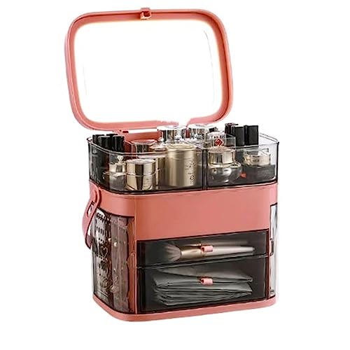 Kosmetik-Aufbewahrungsorganisator Kosmetikbox mit großem Fassungsvermögen, tragbare Make-up-Box mit Spiegel for den Heimgebrauch und auf Reisen, Mehrzweck-Make-up-Organizer-Tragetasche, for Schlafzimm von birene