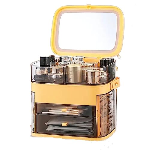 Kosmetik-Aufbewahrungsorganisator Kosmetikbox mit großem Fassungsvermögen, tragbare Make-up-Box mit Spiegel for den Heimgebrauch und auf Reisen, Mehrzweck-Make-up-Organizer-Tragetasche, for Schlafzimm von birene