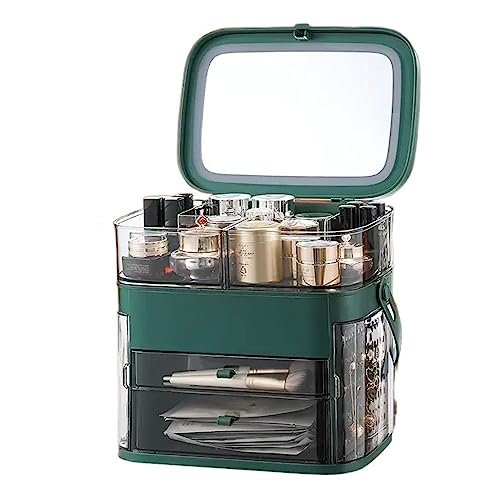 Kosmetik-Aufbewahrungsorganisator Kosmetikbox mit großem Fassungsvermögen, tragbare Make-up-Box mit Spiegel for den Heimgebrauch und auf Reisen, Mehrzweck-Make-up-Organizer-Tragetasche, for Schlafzimm Kosmetik-Aufbewahrungsorganisator Kosmetikbox mit großem Fassungsvermögen, tragbare Make-up-Box mit Spiegel for den Heimgebrauch und auf Reisen, Mehrzweck-Make-up-Organizer-Tragetasche, for Schlafzimm von birene