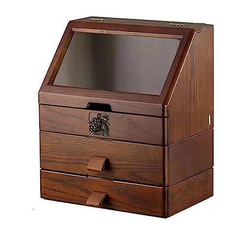 Kosmetik-Aufbewahrungsorganisator Make-up-Organizer aus Holz mit großem Fassungsvermögen, Klappdeckel und Schubladen, Badezimmer-Organizer auf der Arbeitsplatte, Schminktablett, Eckregal for Make-up, Kosmetik-Aufbewahrungsorganisator Make-up-Organizer aus Holz mit großem Fassungsvermögen, Klappdeckel und Schubladen, Badezimmer-Organizer auf der Arbeitsplatte, Schminktablett, Eckregal for Make-up, von birene