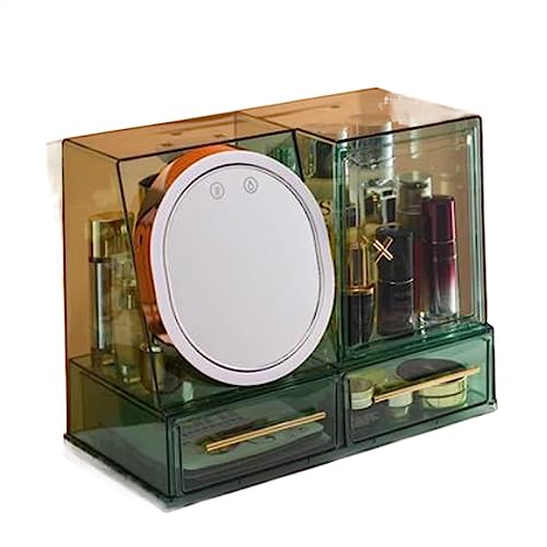 Kosmetik-Aufbewahrungsorganisator Make-up-Organizer mit LED-Spiegel und Ventilator, große Kosmetik-Aufbewahrungsvitrine, wasser- und staubdichter Hautpflege-Organizer for Badezimmer und Schminktisch A von birene