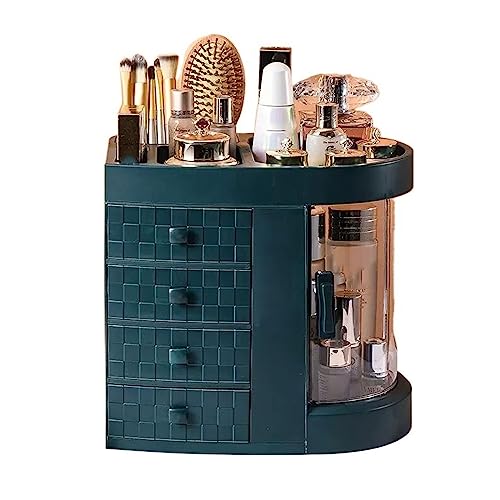 Kosmetik-Aufbewahrungsorganisator Plastic Makeup Organizer with Drawers，Perfume Display Case and Cosmetic Storage Box，Great for Bathroom, Dresser, Countertop Arbeitsplatten-Organizer(Green) von birene