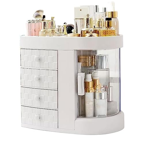 Kosmetik-Aufbewahrungsorganisator Plastic Makeup Organizer with Drawers，Perfume Display Case and Cosmetic Storage Box，Great for Bathroom, Dresser, Countertop Arbeitsplatten-Organizer(Weiß) von birene