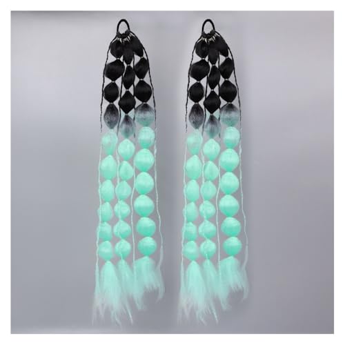 Pferdeschwanz, 1pc Laterne Bubble Pferdeschwanz Verlängerung 20 Zoll Bubble Pferdeschwanz Twisted Braid mit Gummiband for Frauen Pferdeschwanzverlängerung(Black+blue) von birene