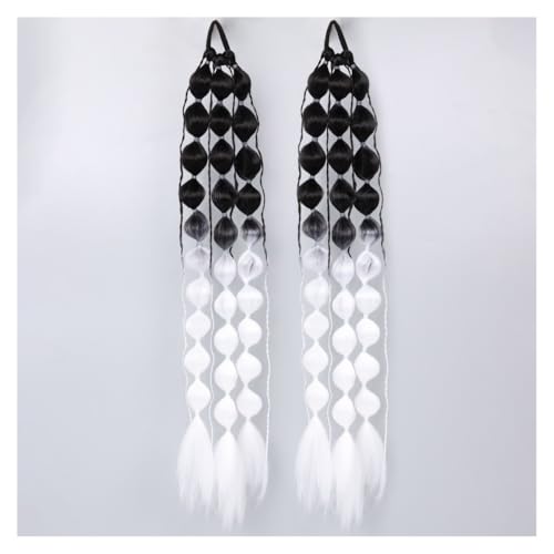 Pferdeschwanz, 1pc Laterne Bubble Pferdeschwanz Verlängerung 20 Zoll Bubble Pferdeschwanz Twisted Braid mit Gummiband for Frauen Pferdeschwanzverlängerung(Black+white) von birene