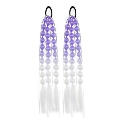 Pferdeschwanz, 1pc Laterne Bubble Pferdeschwanz Verlängerung 20 Zoll Bubble Pferdeschwanz Twisted Braid mit Gummiband for Frauen Pferdeschwanzverlängerung(Purple+white) von birene