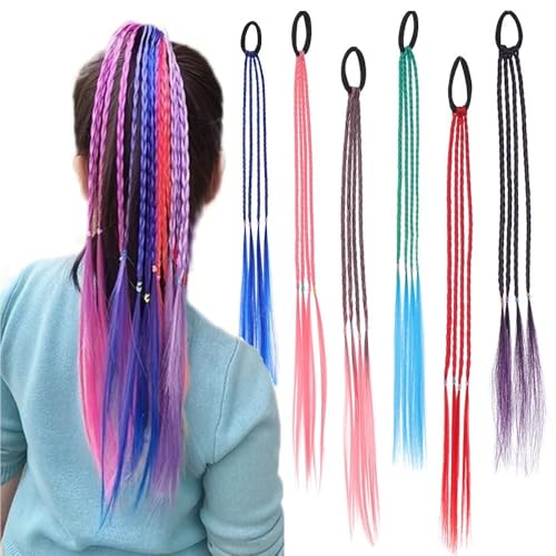 Pferdeschwanz, Geflochtene Pferdeschwanzperücke mit Farbverlauf for Mädchen, kleine gedrehte Zöpfe Pferdeschwanzverlängerung(Blackpink) von birene
