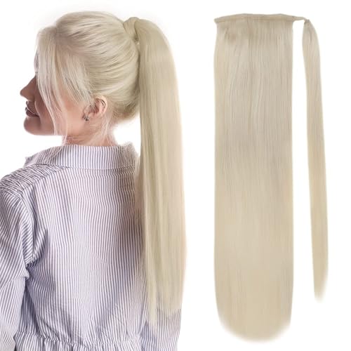 Pferdeschwanz, Remy Echthaar-Pferdeschwanz-Extensions, 70 g/80 g, for weiße Frauen, voller Glanz Pferdeschwanzverlängerung(White,12 inch) von birene