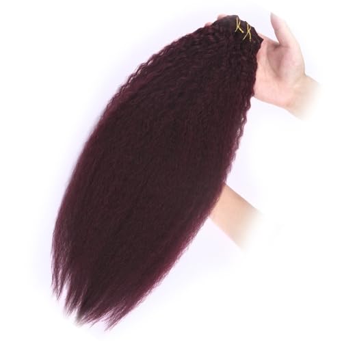Pferdeschwanz, Wunderschöne glatte Pferdeschwanz-Extensions aus Echthaar for Frauen mit Kordelzug und Clip Pferdeschwanzverlängerung(Burgundy) von birene