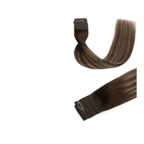 Tape-In-Extensions Fisch Linie Haarverlängerung Unsichtbare Ombre Draht Echthaarverlängerung Remy Haar Gerade Haarteil for Frauen Haarverlängerungen(Bronde Omber,12 inch 30cm 65g) von birene