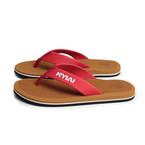birene Sandalen, Zehentrenner-Sandalen for Herren mit dicker Sohle for den Sommer, den Strand und die Freizeit im Freien Flip-Flops für Damen(Red,45 EU) von birene