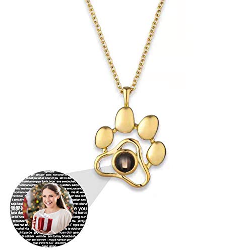 Ich liebe dich Versprechen Halskette 100 Sprachen Halskette 925 Halskette Personalisierte Projektion Halskette Frauen mit Bild Weihnachten Geburtstagsgeschenk für Frauen(Gold Vollfarbe 20) von bishixiangenbaihuo