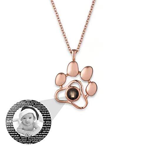Ich liebe dich Versprechen Halskette 100 Sprachen Halskette 925 Halskette Personalisierte Projektion Halskette Frauen mit Bild Weihnachten Geburtstagsgeschenk für Frauen(Roségold Schwarz und Weiß 18) von bishixiangenbaihuo