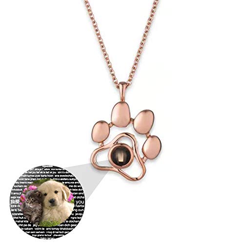 Ich liebe dich Versprechen Halskette 100 Sprachen Halskette 925 Halskette Personalisierte Projektion Halskette Frauen mit Bild Weihnachten Geburtstagsgeschenk für Frauen(Roségold Vollfarbe 24) von bishixiangenbaihuo