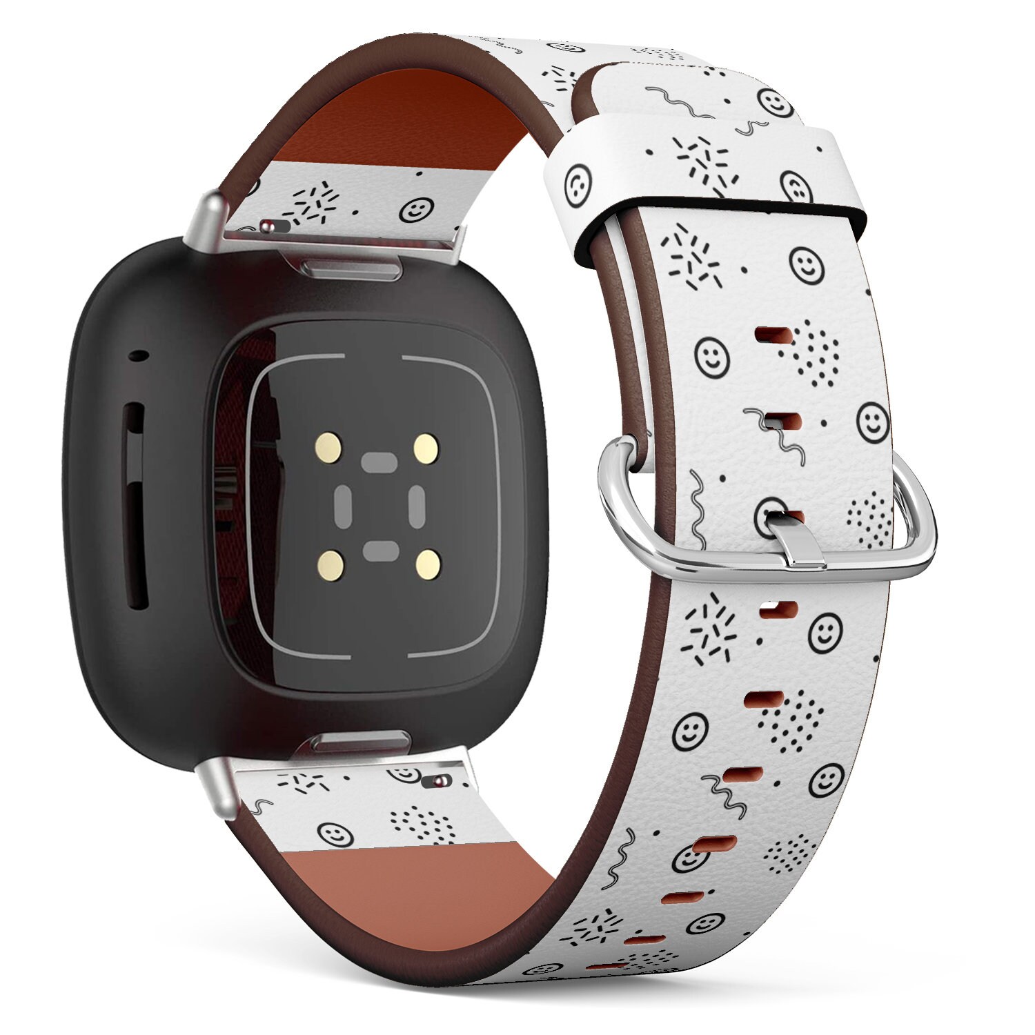 Fitbit Charge/Versa Sense Vegan Leder Uhrenarmband Handmade Armband - Smiley Gesicht Party Konfetti von bisouxbyewei
