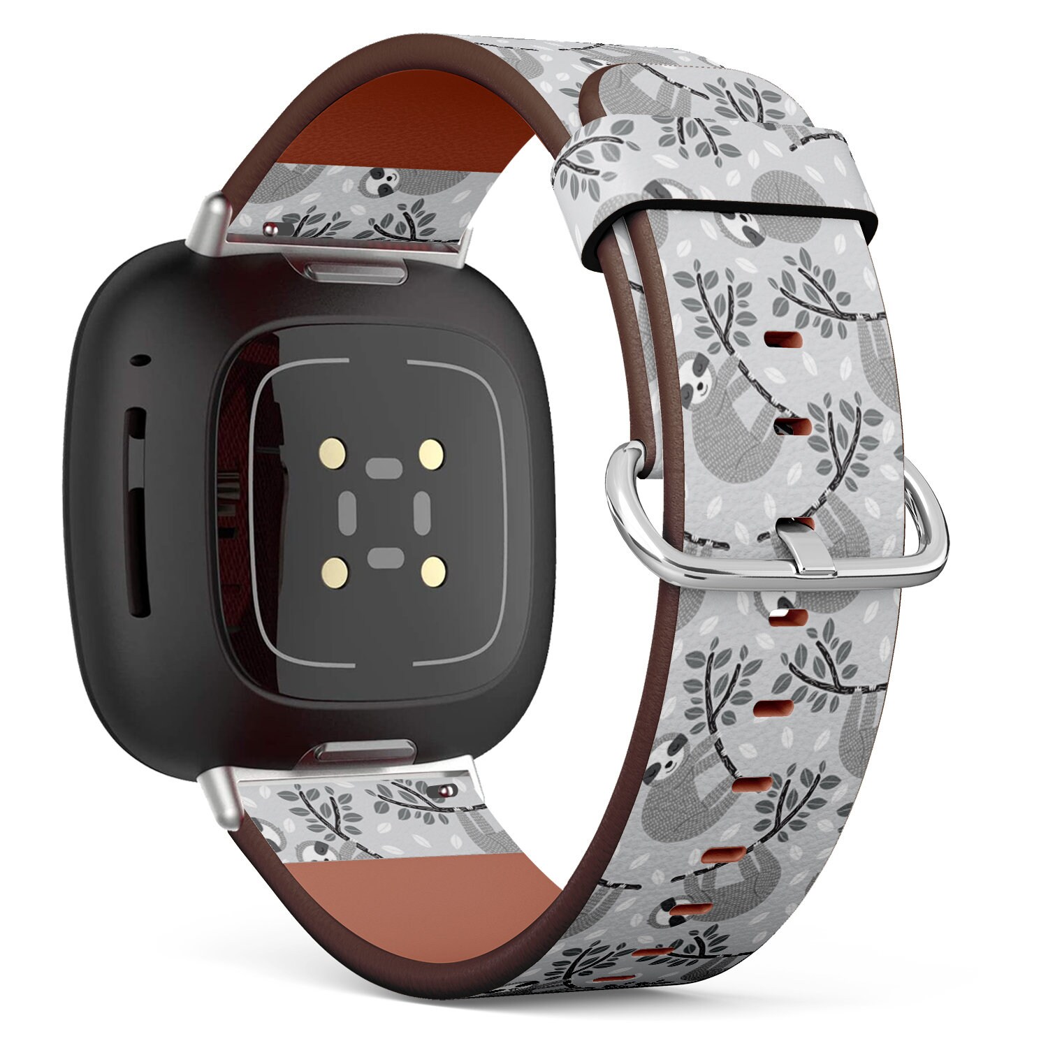 Fitbit Charge 2, 3, 4, 5/Versa 2, 3, 4 Sense Vegan Leder Uhrenarmband Handmade Armband - Süßer Faultier Druck Fitbit Charge 2, 3, 4, 5/Versa 2, 3, 4 Sense Vegan Leder Uhrenarmband Handmade Armband - Süßer Faultier Druck von bisouxbyewei