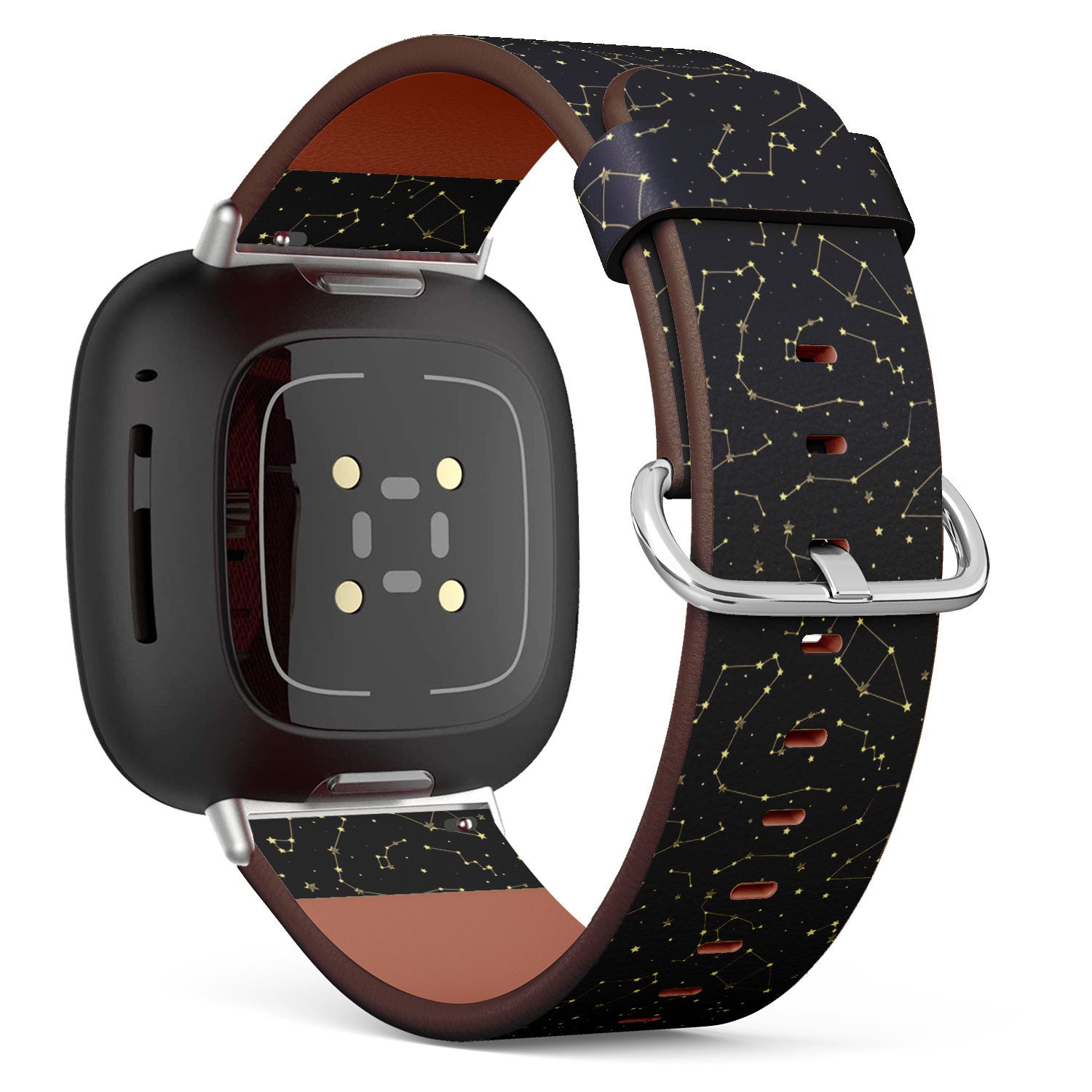 Fitbit Charge 2, 3, 4, 5/Versa 2, 3, 4 Sense Vegan Leder Uhrenarmband Handmade Armband - Schöner Constellations Stars Print von bisouxbyewei