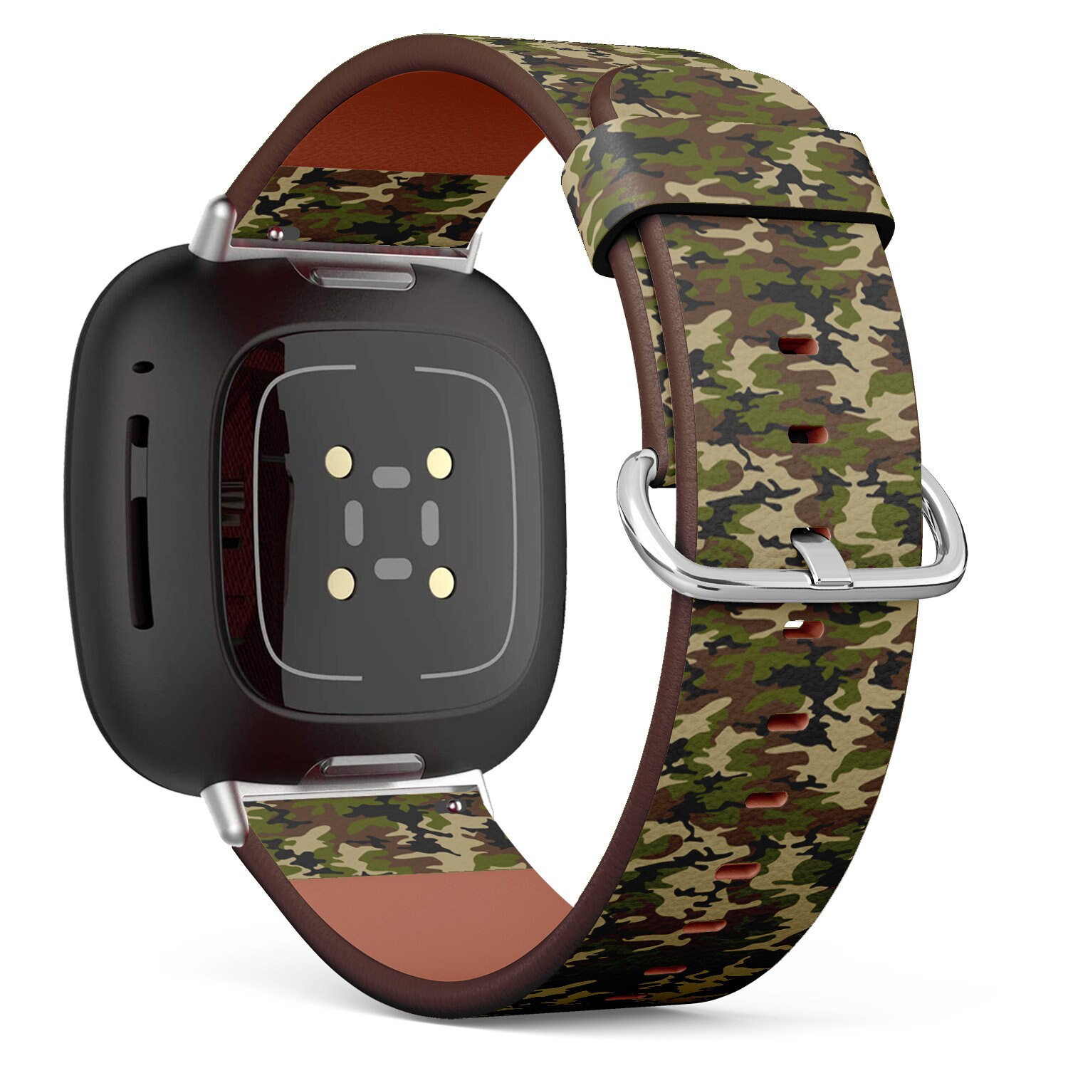 Fitbit Charge 2, 3, 4, 5/Versa Sense Vegan Leder Uhrenarmband Handmade Armband - Camouflage Muster Print von bisouxbyewei