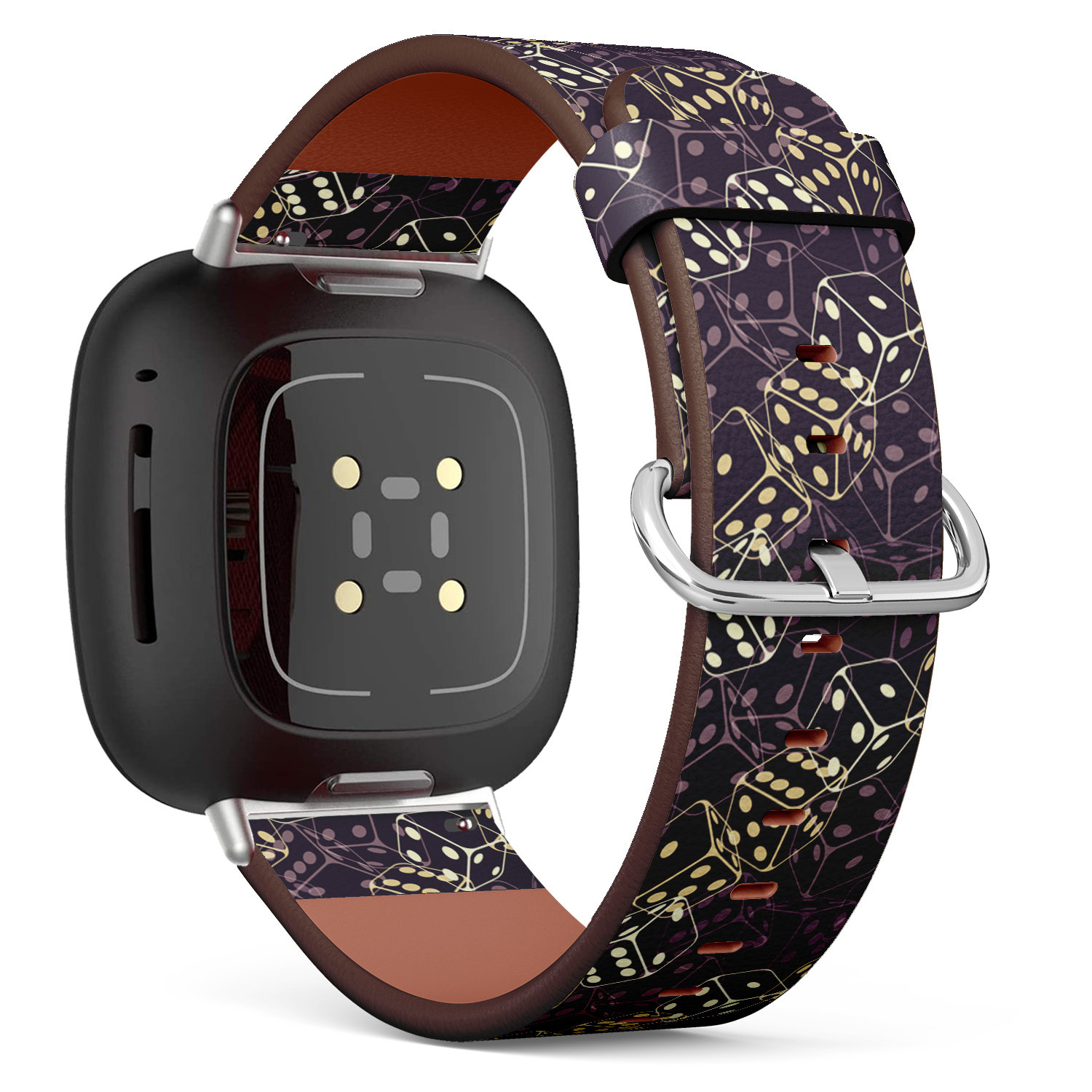 Fitbit Charge 2, 3, 4, 5/Versa Sense Vegan Leder Uhrenarmband Handmade Armband - Rolling Dice Print von bisouxbyewei