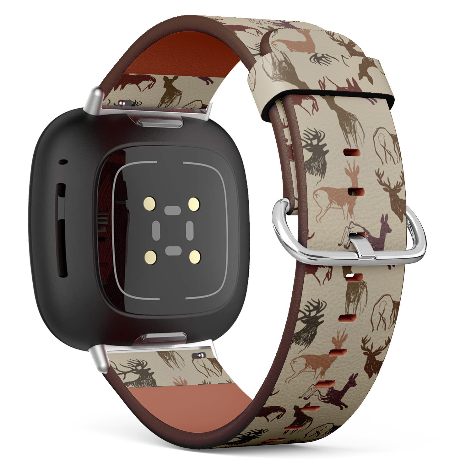 Fitbit Charge 2, 3, 4, 5/Versa Sense Vegan Leder Uhrenarmband Handmade Armband - Wunderschöner Deer Doe Herbst Print von bisouxbyewei