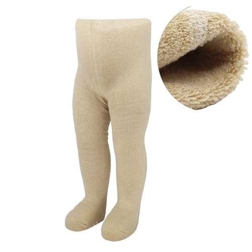 Baby Mädchen Frottee Strumpfhosen Weiche | Bio-Baumwolle Leggings Kinder Thermo Warme Strumpfhosen mit Anti-Rutsch-Sohle Neugeborene | Warm Tights für Mädchen von bistyle