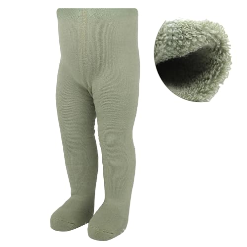 Baby Mädchen Frottee Strumpfhosen Weiche | Bio-Baumwolle Leggings Kinder Thermo Warme Strumpfhosen mit Anti-Rutsch-Sohle Neugeborene | Warm Tights für Mädchen von bistyle