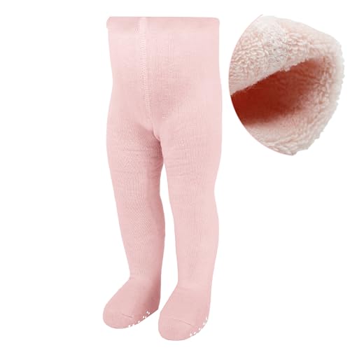 Baby Mädchen Frottee Strumpfhosen Weiche | Bio-Baumwolle Leggings Kinder Thermo Warme Strumpfhosen mit Anti-Rutsch-Sohle Neugeborene | Warm Tights für Mädchen von bistyle