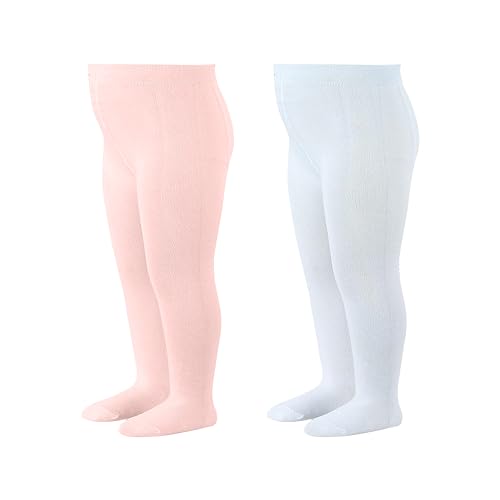 bistyle Baby Mädchen Strumpfhosen Weiche | Bio-Baumwolle Leggings Kinder Strumpfhose Neugeborene | Warm Tights für Mädchen bequem 2 Stück (DE/NL/SE/PL, Alter, 0 Monate, 6 Monate, Rose-Weiß) von bistyle