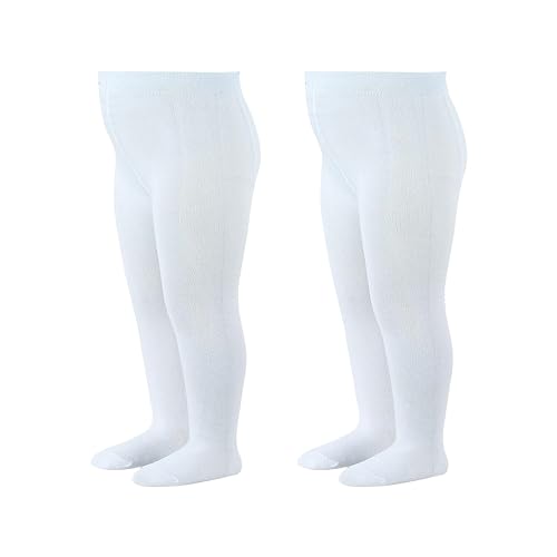 bistyle Baby Mädchen Strumpfhosen Weiche | Bio-Baumwolle Leggings Kinder Strumpfhose Neugeborene | Warm Tights für Mädchen bequem 2 Stück (DE/NL/SE/PL, Alter, 0 Monate, 6 Monate, Weiss/Weiss) von bistyle