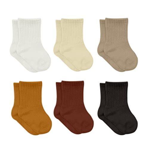 bistyle Baumwolle 6 Paar Baby Socken für Neugeborene Säugling 0-3 Monate bis 2-3 Jahre | Duftend Baby Socken | Jungen Mädchen Kleinkind Socken (as3, age, 0_month, 3_months, Braun) von bistyle