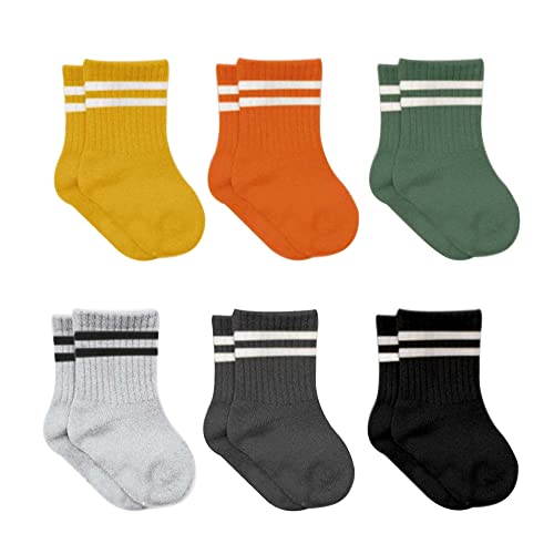 bistyle Baumwolle 6 Paar Baby Socken für Neugeborene Säugling 0-3 Monate bis 2-3 Jahre | Duftend Baby Socken | Jungen Mädchen Kleinkind Socken (as3, age, 0_month, 6_months, Orange (Gestreift)) von bistyle