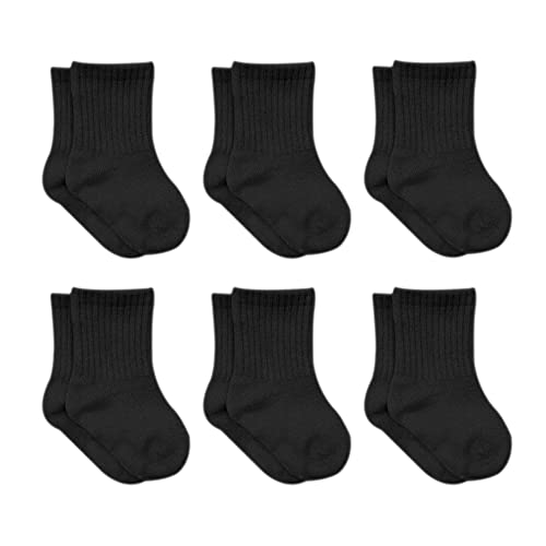 bistyle Baumwolle 6 Paar Baby Socken für Neugeborene Säugling 0-3 Monate bis 2-3 Jahre | Duftend Baby Socken | Jungen Mädchen Kleinkind Socken (as3, age, 0_month, 6_months, Schwarz) von bistyle