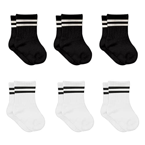 bistyle Baumwolle 6 Paar Baby Socken für Neugeborene Säugling 0-3 Monate bis 2-3 Jahre | Duftend Baby Socken | Jungen Mädchen Kleinkind Socken (as3, age, 0_month, 6_months, Schwarz (Gestreift)) von bistyle