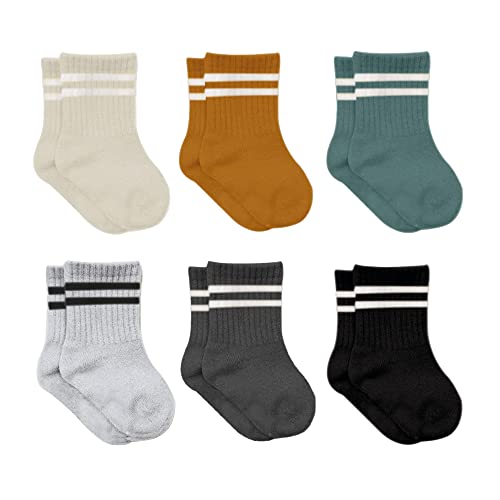 bistyle Baumwolle 6 Paar Baby Socken für Neugeborene Säugling 0-3 Monate bis 2-3 Jahre | Duftend Baby Socken | Jungen Mädchen Kleinkind Socken (as3, age, 0_month, 6_months, Senf (Gestreift)) von bistyle