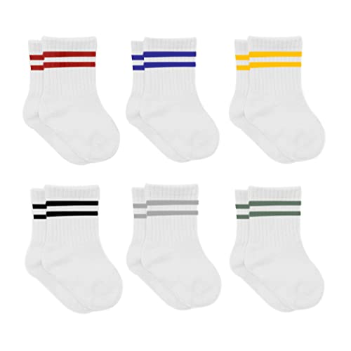 bistyle Baumwolle 6 Paar Baby Socken für Neugeborene Säugling 0-3 Monate bis 2-3 Jahre | Duftend Baby Socken | Jungen Mädchen Kleinkind Socken (as3, age, 0_month, 6_months, Weiß (Gestreift)) von bistyle