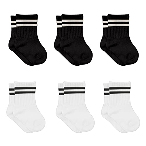 bistyle Baumwolle 6 Paar Baby Socken für Neugeborene Säugling 0-3 Monate bis 2-3 Jahre | Duftend Baby Socken | Jungen Mädchen Kleinkind Socken (as3, age, 2_years, 3_years, Schwarz (Gestreift)) von bistyle