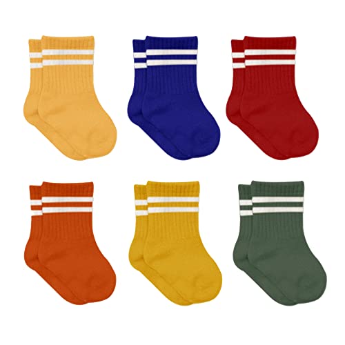 bistyle Baumwolle 6 Paar Baby Socken für Neugeborene Säugling 0-3 Monate bis 2-3 Jahre | Duftend Baby Socken | Jungen Mädchen Kleinkind Socken (as3, age, 6_months, 12_months, Gelb (Gestreift)) von bistyle