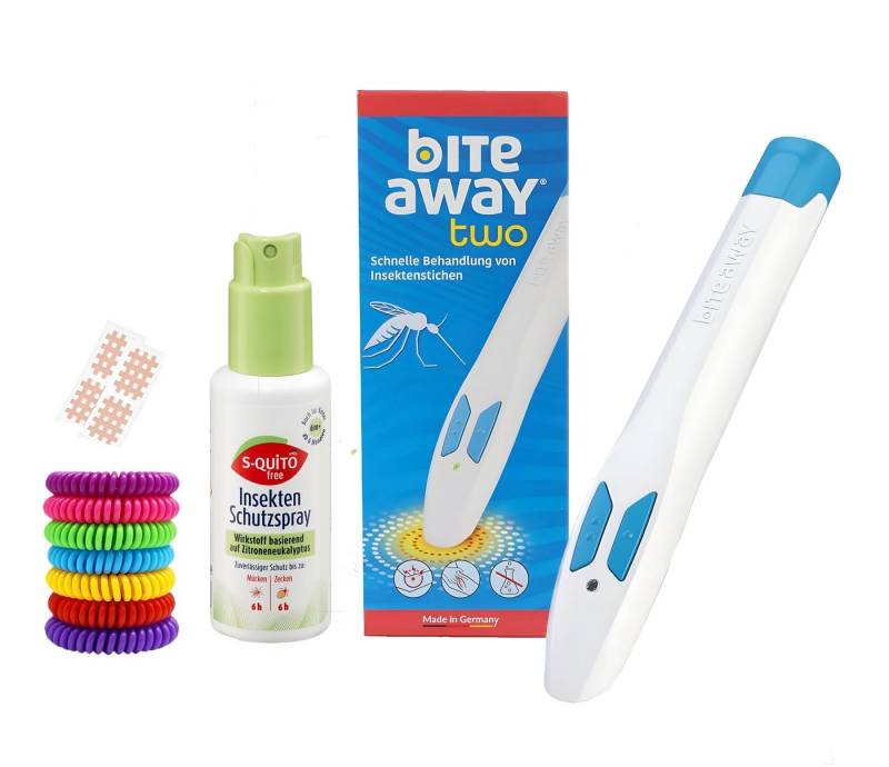 bite away Insektenstichheiler Bite Away Two Elektronischer Stichheiler, 4 Mückenpflaster + Armbänd, Bissen von Mücken, Bienen, Wespen und Bremsen Ideal gegen Juckreiz bei Mückenstichen Set, 3-tlg., Thermostichheiler, Wirkt innerhalb einer Minute, Chemiefreie, konzentrierte Wärmebehandlung von Stichen und bite away Insektenstichheiler Bite Away Two Elektronischer Stichheiler, 4 Mückenpflaster + Armbänd, Bissen von Mücken, Bienen, Wespen und Bremsen Ideal gegen Juckreiz bei Mückenstichen Set, 3-tlg., Thermostichheiler, Wirkt innerhalb einer Minute, Chemiefreie, konzentrierte Wärmebehandlung von Stichen und von bite away